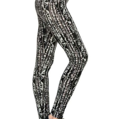 Yoga Style Banded Lined Tie Dye Printed Knit Legging With High Waist.